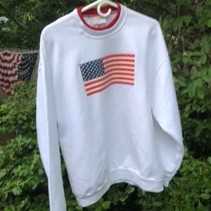 Patriotic flag sweatshirt beaded flag lg